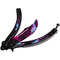 Navaja mariposa CSGO de entrenamiento desafilado- de acero inoxidable- curvado- con diseño de galaxia